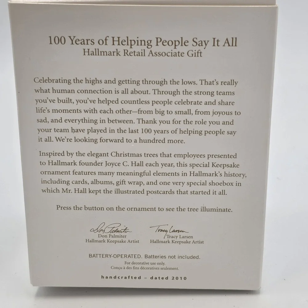 Hallmark Ornament Tree‎ Keepsake 100 Years of Helping You Say It All Magic Light